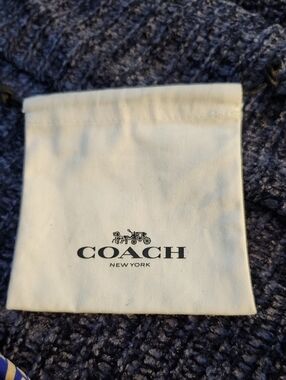COACH Cream  Drawstring Logo Dustbag/ Pouch 4.5" X 6"